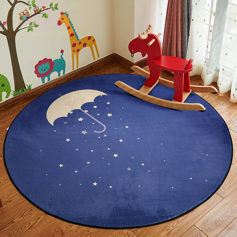 Stylish Cartoon Rug Multicolor Fairy Tale World Rug Non-Slip Backing Machine Washable Stain Resistant Carpet for Nursery School Dark Blue Clearhalo 'Area Rug' 'Rug' 2105940