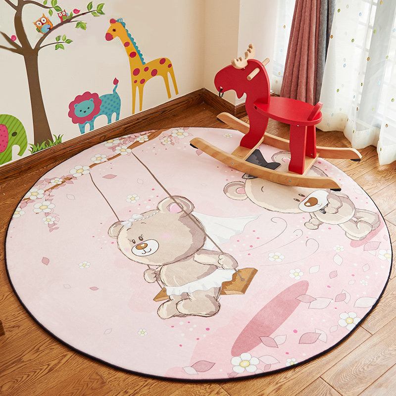 Stylish Cartoon Rug Multicolor Fairy Tale World Rug Non-Slip Backing Machine Washable Stain Resistant Carpet for Nursery School Pink Clearhalo 'Area Rug' 'Rug' 2105941