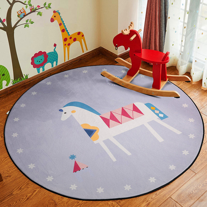 Stylish Cartoon Rug Multicolor Fairy Tale World Rug Non-Slip Backing Machine Washable Stain Resistant Carpet for Nursery School Gray-White Clearhalo 'Area Rug' 'Rug' 2105943