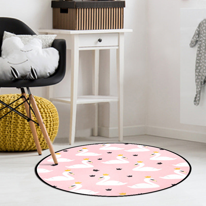 Decorative Multi-Color Cartoon Rug Synthetics Animal Patterned Carpet Stain Resistant Non-Slip Backing Washable Rug for Living Room Pink-Yellow Clearhalo 'Area Rug' 'Rug' 2105945