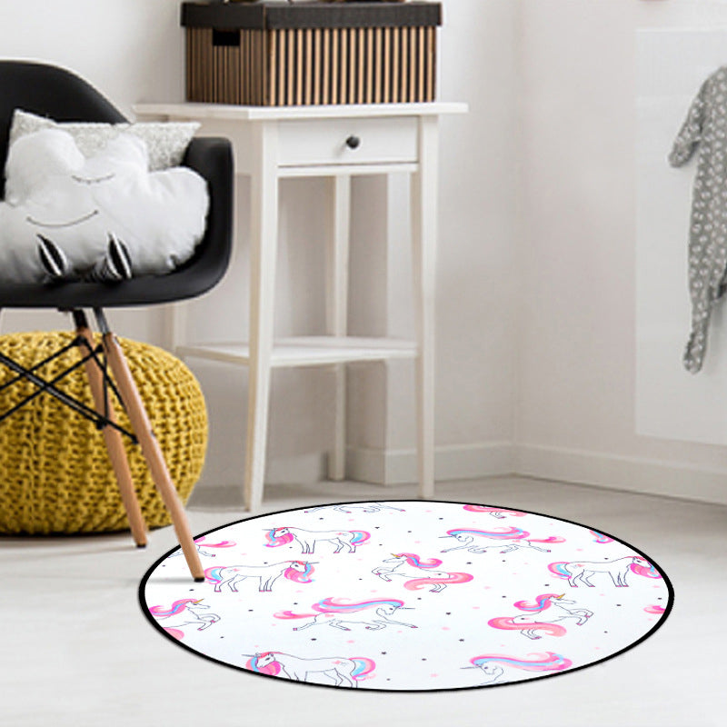 Decorative Multi-Color Cartoon Rug Synthetics Animal Patterned Carpet Stain Resistant Non-Slip Backing Washable Rug for Living Room White Clearhalo 'Area Rug' 'Rug' 2105951