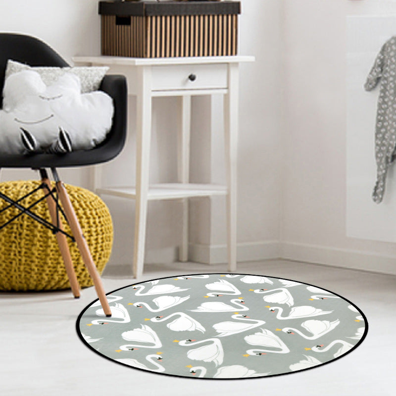 Decorative Multi-Color Cartoon Rug Synthetics Animal Patterned Carpet Stain Resistant Non-Slip Backing Washable Rug for Living Room Gray-White Clearhalo 'Area Rug' 'Rug' 2105952