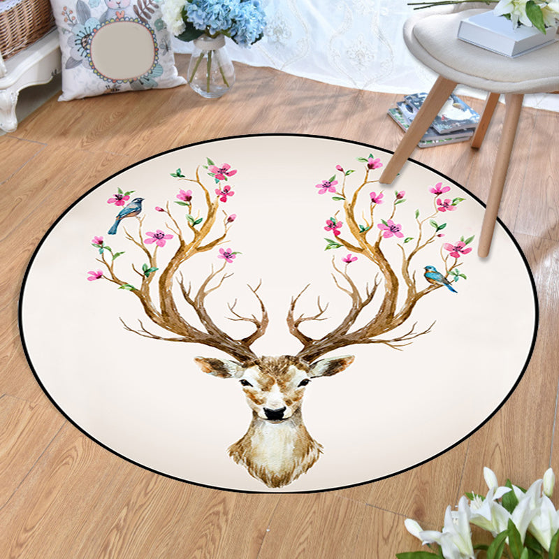 Aesthetics Animal Pattern Rug Multi Colored Cartoon Carpet Polyester Machine Washable Anti-Slip Backing Pet Friendly Rug for Child Room White Clearhalo 'Area Rug' 'Rug' 2105956