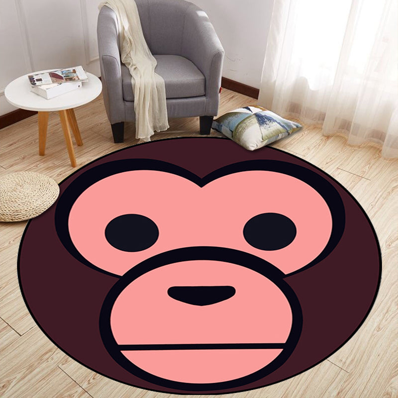 Aesthetics Animal Pattern Rug Multi Colored Cartoon Carpet Polyester Machine Washable Anti-Slip Backing Pet Friendly Rug for Child Room Purple-Red Clearhalo 'Area Rug' 'Rug' 2105960