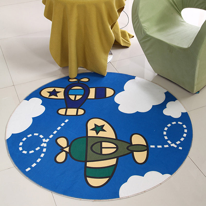 Cartoon Baby Boys Room Rug Multicolor Patterned Carpet Polyester Non-Slip Pet Friendly Washable Rug Sky Blue Clearhalo 'Area Rug' 'Rug' 2105985