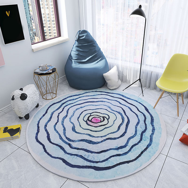 Multi Colored Bedroom Foot Rug Kids Floral Rug Cotton Machine Wash Pet Friendly Area Carpet Blue Clearhalo 'Area Rug' 'Rug' 2105990