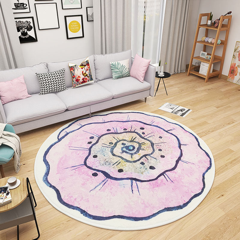 Multi Colored Bedroom Foot Rug Kids Floral Rug Cotton Machine Wash Pet Friendly Area Carpet Nude Pink Clearhalo 'Area Rug' 'Rug' 2105997