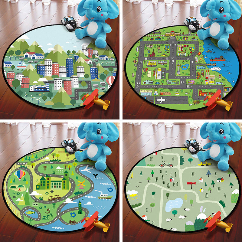 Multicolored Adventure Map Rug Synthetics Cartoon Carpet Anti-Slip Backing Stain Resistant Machine Washable Area Rug for Kids Room Clearhalo 'Area Rug' 'Rug' 2105998