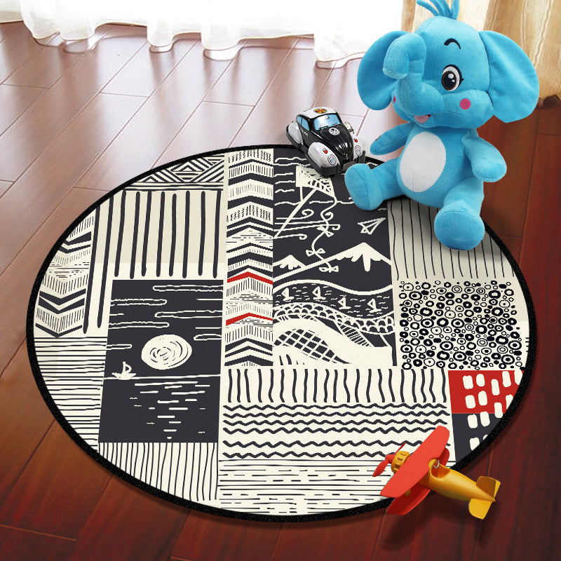 Multicolored Adventure Map Rug Synthetics Cartoon Carpet Anti-Slip Backing Stain Resistant Machine Washable Area Rug for Kids Room Grey Clearhalo 'Area Rug' 'Rug' 2106001