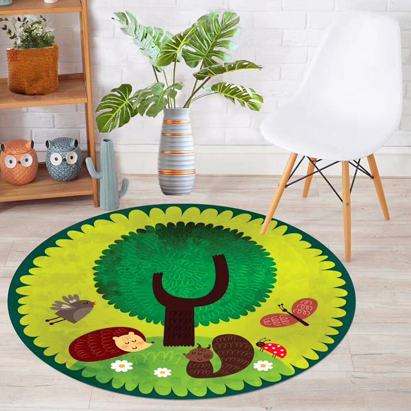 Educational Cartoon Rug Multi Colored Patterned Carpet Machine Washable Pet Friendly Non-Slip Backing Rug for Child Bedroom Green Clearhalo 'Area Rug' 'Rug' 2106011