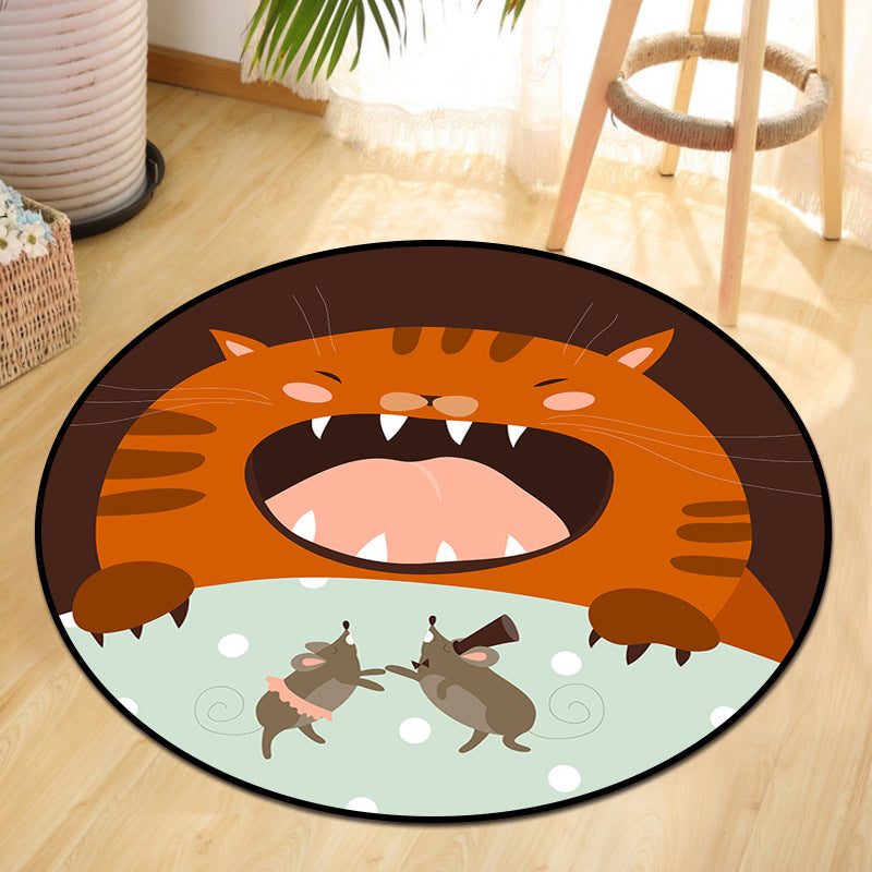 Fun Animal Picnic Drawing Rug Multi-Color Childrens Art Rug Synthetics Anti-Slip Machine Washable Stain Resistant Rug for Nursery Yellow-Red Clearhalo 'Area Rug' 'Rug' 2106021