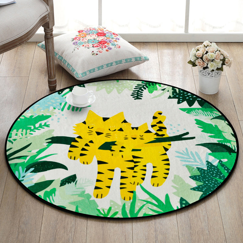 Pretty Kids Rug Multi Color Animal and Botanics Pattern Rug Pet Friendly Washable Anti-Slip Area Rug for Playroom Yellow Clearhalo 'Area Rug' 'Rug' 2106029