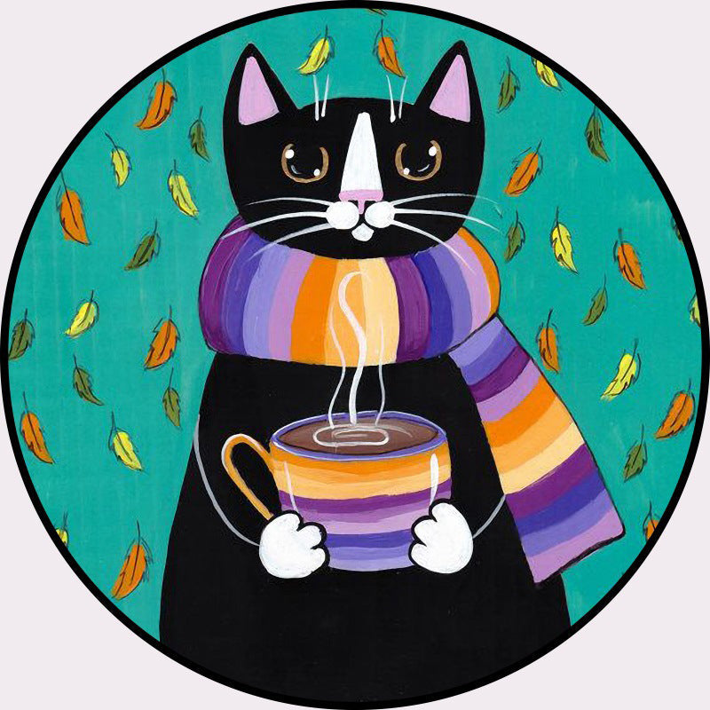 Cool Multicolor Gentleman Cat Rug Polyester Cartoon Rug Pet Friendly Non-Slip Washable Carpet for Bedroom Black Clearhalo 'Area Rug' 'Rug' 2106031