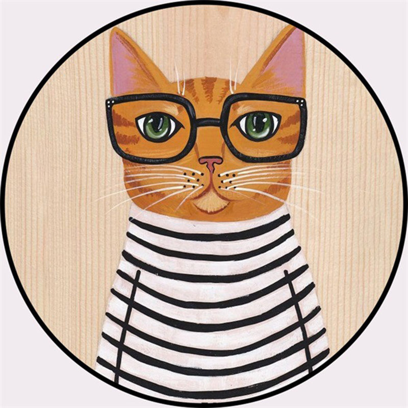 Cool Multicolor Gentleman Cat Rug Polyester Cartoon Rug Pet Friendly Non-Slip Washable Carpet for Bedroom Yellow-Brown Clearhalo 'Area Rug' 'Rug' 2106034