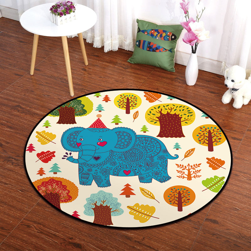 Colorful Animal Painting Print Rug Multi-Colored Cartoon Rug Synthetics Washable Non-Slip Stain Resistant Rug for Baby Room Blue Clearhalo 'Area Rug' 'Rug' 2106042