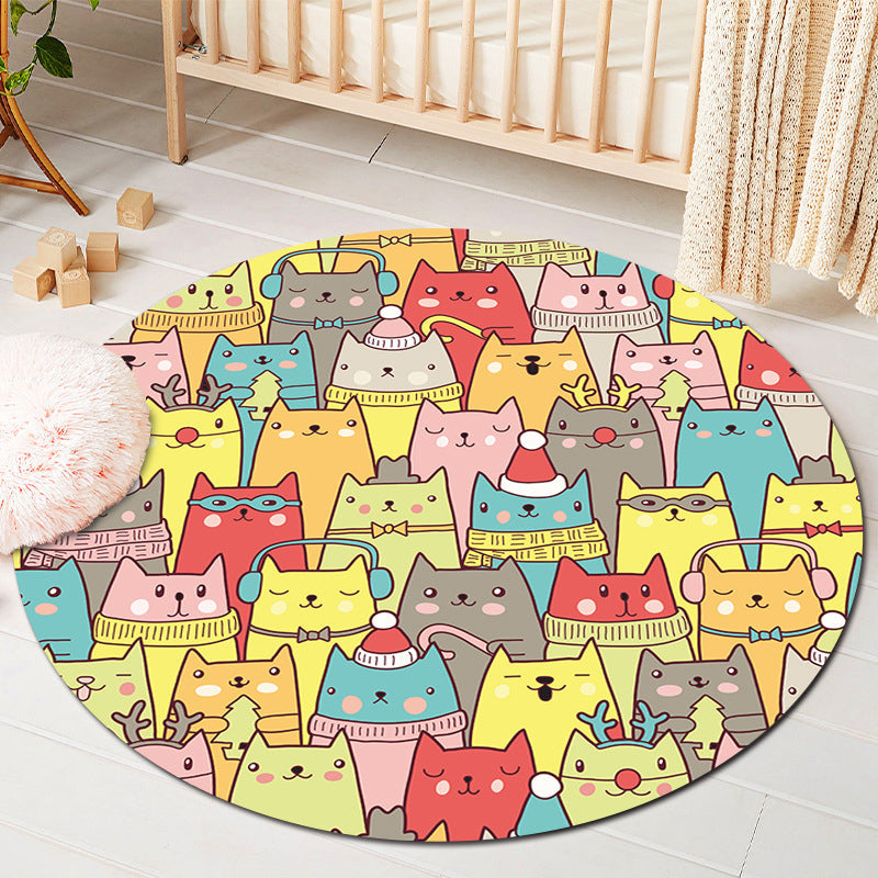 Kids Style Baby Room Rug Multi Color Comics Animal Area Carpet Synthetics Stain Resistant Washable Anti-Slip Rug Aqua Clearhalo 'Area Rug' 'Rug' 2106064