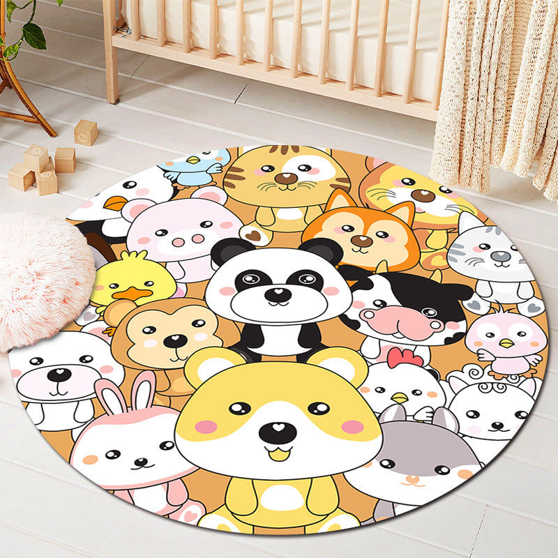 Kids Style Baby Room Rug Multi Color Comics Animal Area Carpet Synthetics Stain Resistant Washable Anti-Slip Rug Yellow Clearhalo 'Area Rug' 'Rug' 2106067