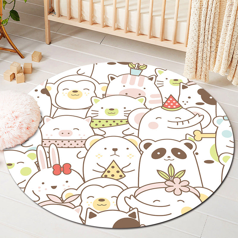 Kids Style Baby Room Rug Multi Color Comics Animal Area Carpet Synthetics Stain Resistant Washable Anti-Slip Rug White Clearhalo 'Area Rug' 'Rug' 2106069