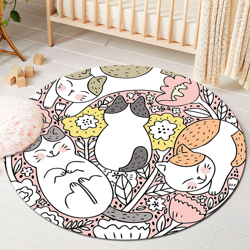 Kids Style Baby Room Rug Multi Color Comics Animal Area Carpet Synthetics Stain Resistant Washable Anti-Slip Rug Orange-Yellow Clearhalo 'Area Rug' 'Rug' 2106073