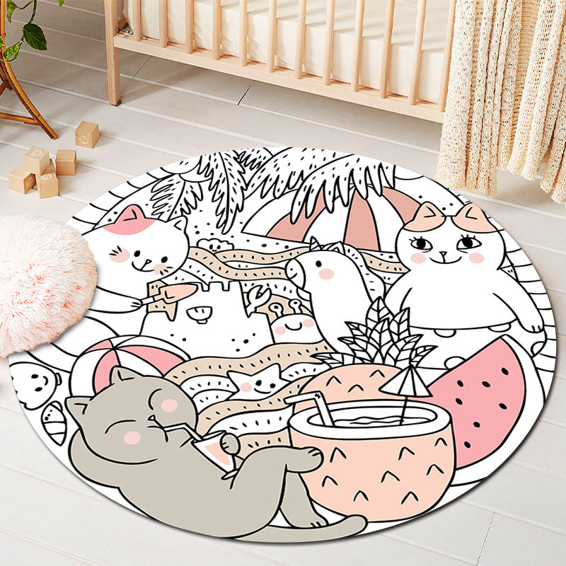 Kids Style Baby Room Rug Multi Color Comics Animal Area Carpet Synthetics Stain Resistant Washable Anti-Slip Rug Orange Pink Clearhalo 'Area Rug' 'Rug' 2106074