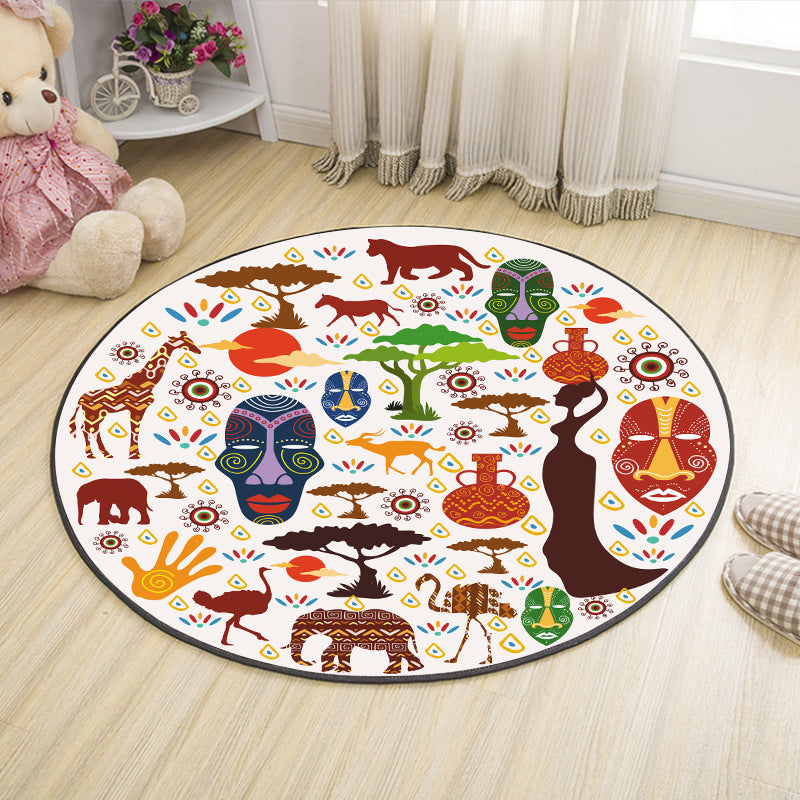 Cute Cartoon Indoor Rug Multicolor Animal Print Carpet Machine Washable Stain Resistant Non-Slip Rug for Nursery White Clearhalo 'Area Rug' 'Rug' 2106078