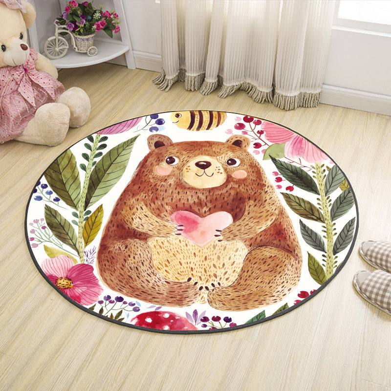 Cute Cartoon Indoor Rug Multicolor Animal Print Carpet Machine Washable Stain Resistant Non-Slip Rug for Nursery Brown Clearhalo 'Area Rug' 'Rug' 2106082