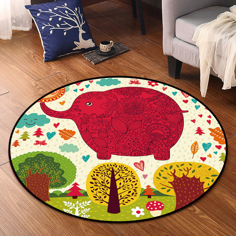 Bright Multi Colored Animal Rug Synthetics Cartoon Carpet Pet Friendly Anti-Slip Backing Washable Rug for Childrens Room Red Clearhalo 'Area Rug' 'Rug' 2106091