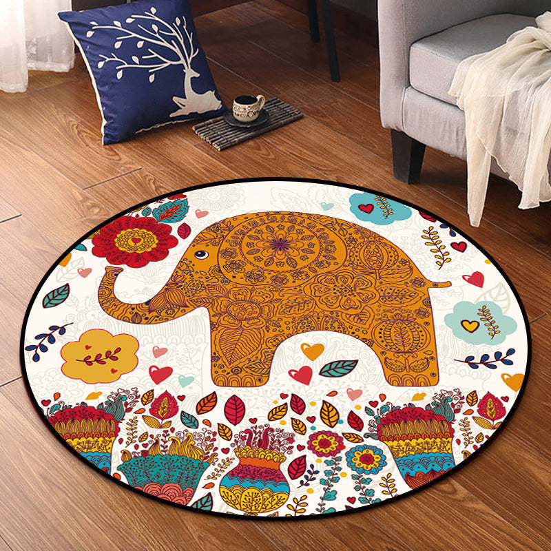 Bright Multi Colored Animal Rug Synthetics Cartoon Carpet Pet Friendly Anti-Slip Backing Washable Rug for Childrens Room Dark Yellow Clearhalo 'Area Rug' 'Rug' 2106093