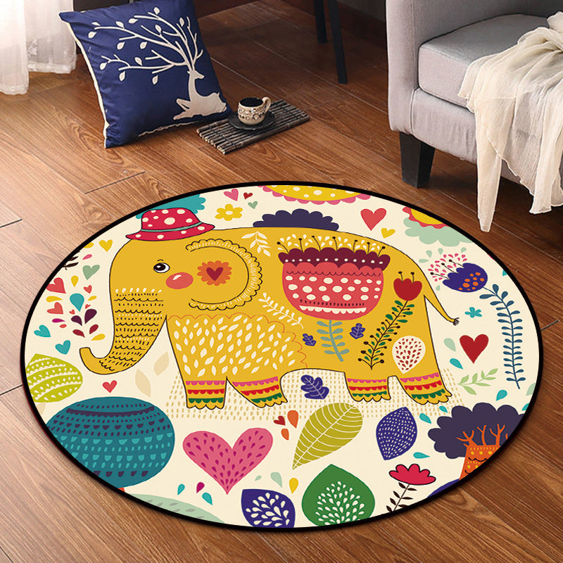 Bright Multi Colored Animal Rug Synthetics Cartoon Carpet Pet Friendly Anti-Slip Backing Washable Rug for Childrens Room Yellow Clearhalo 'Area Rug' 'Rug' 2106094