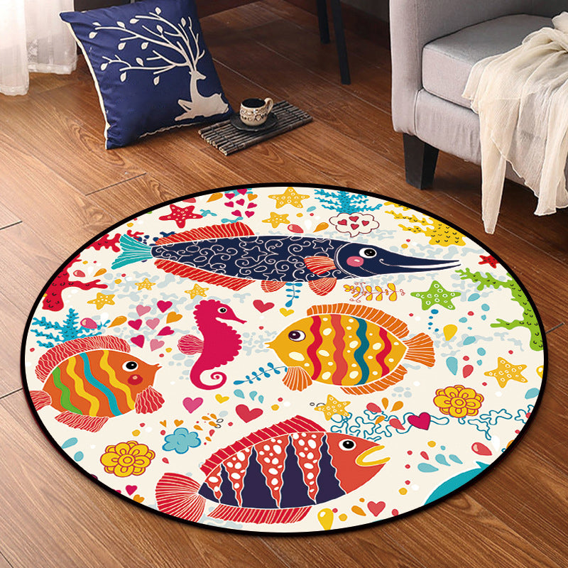 Cartoon Nursery Area Rug Multi Colored Polypropylene Rug Pet Friendly Non-Slip Washable Carpet White Clearhalo 'Area Rug' 'Rug' 2106098