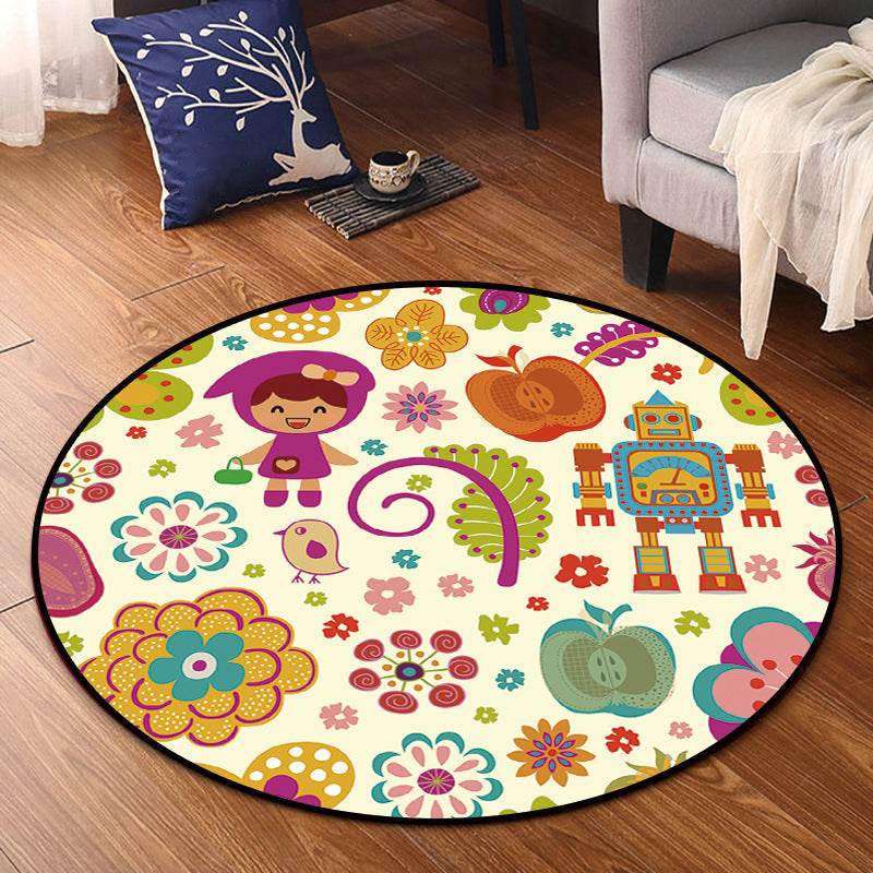 Cartoon Nursery Area Rug Multi Colored Polypropylene Rug Pet Friendly Non-Slip Washable Carpet Yellow Clearhalo 'Area Rug' 'Rug' 2106100