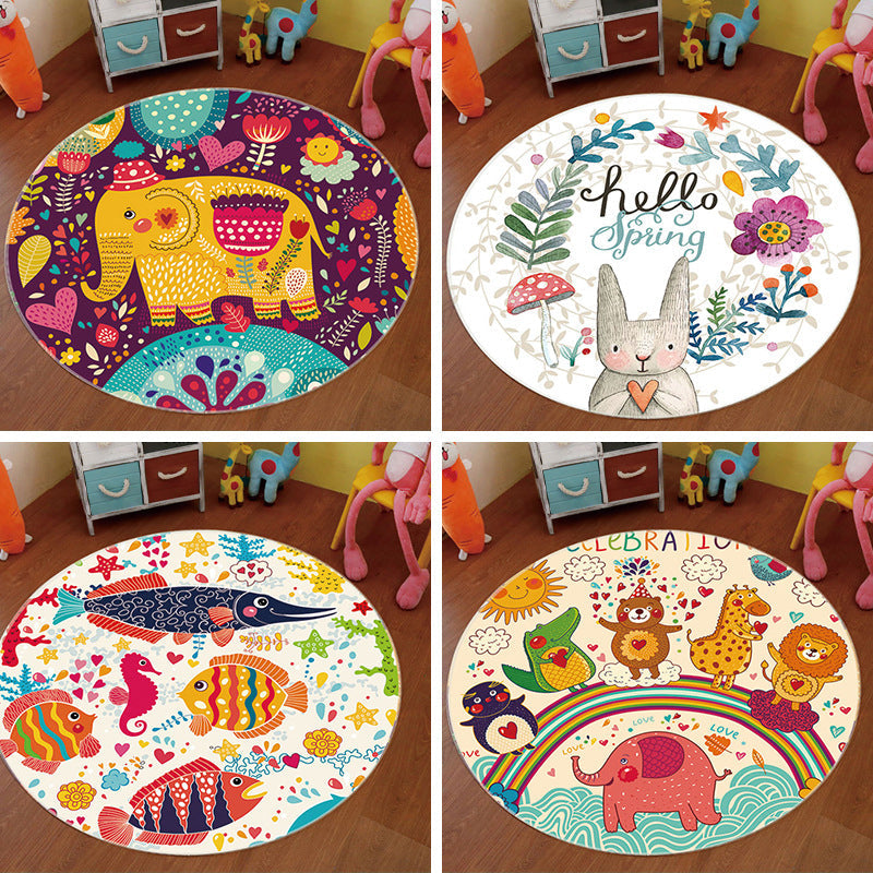Trendy Animal Land Rug Multi-Color Childrens Art Rug Polyester Pet Friendly Non-Slip Backing Machine Washable Carpet for Bedroom Decor Clearhalo 'Area Rug' 'Rug' 2106104