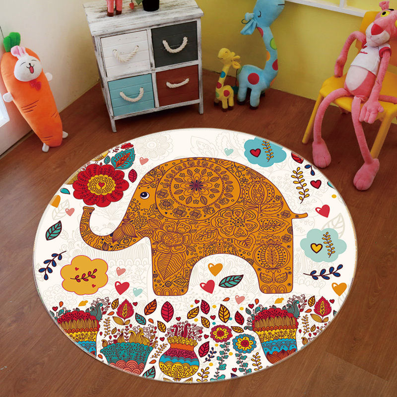 Trendy Animal Land Rug Multi-Color Childrens Art Rug Polyester Pet Friendly Non-Slip Backing Machine Washable Carpet for Bedroom Decor Yellow Clearhalo 'Area Rug' 'Rug' 2106108