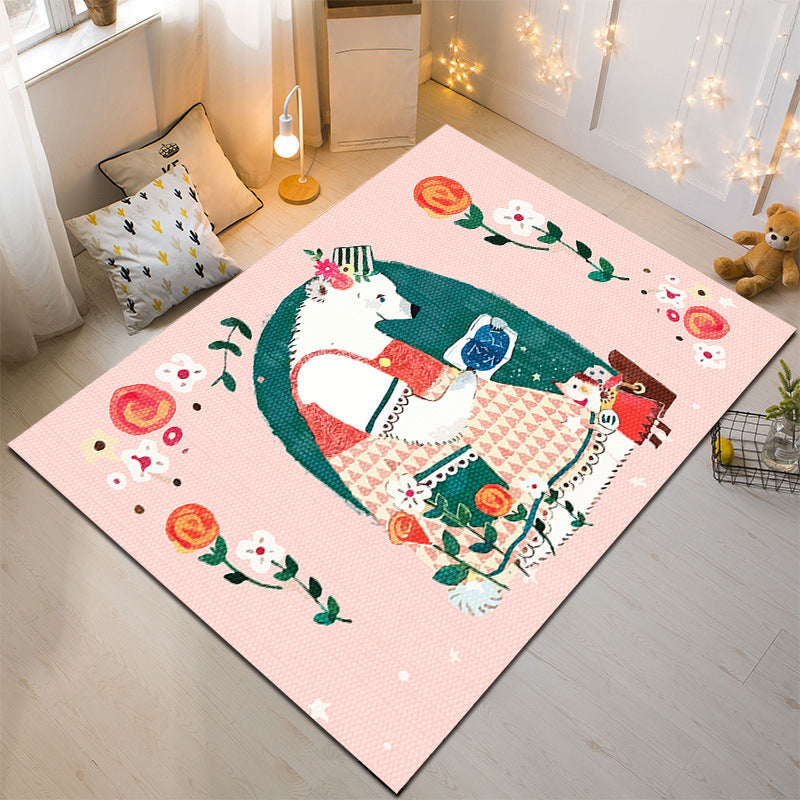 Nordic Style Animal Rug Multicolor Synthetics Carpet Washable Stain Resistant Non-Slip Rug for Childrens Bedroom Pink Clearhalo 'Area Rug' 'Rug' 2106111