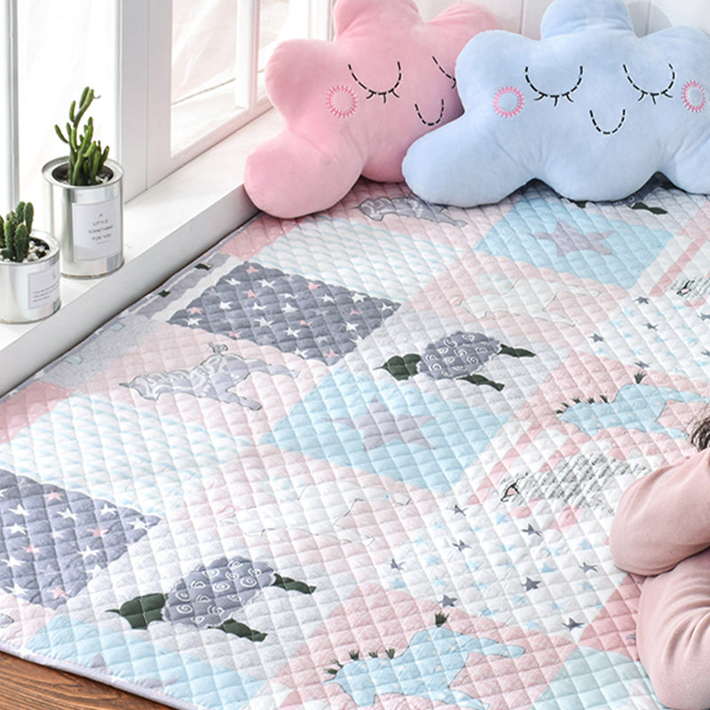 Soft Animal Printing Quilted Rug Multi Color Cartoon Carpet Cotton Easy Care Rug for Nursery Clearhalo 'Area Rug' 'Rug' 2106119
