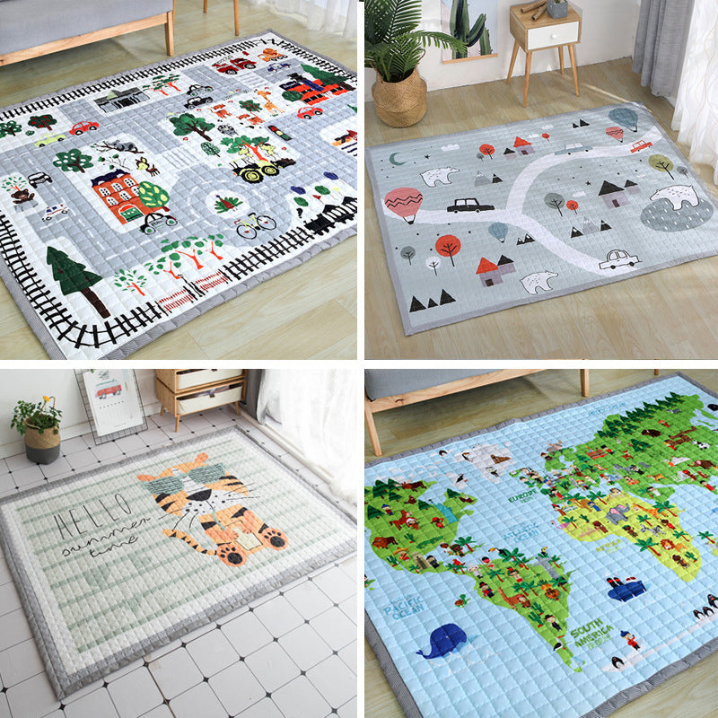 Fun Road Map Animal Rug Multicolor Kids Style Rug Synthetics Anti-Slip Backing Stain Resistant Pet Friendly Carpet for Baby Room Clearhalo 'Area Rug' 'Rug' 2106139