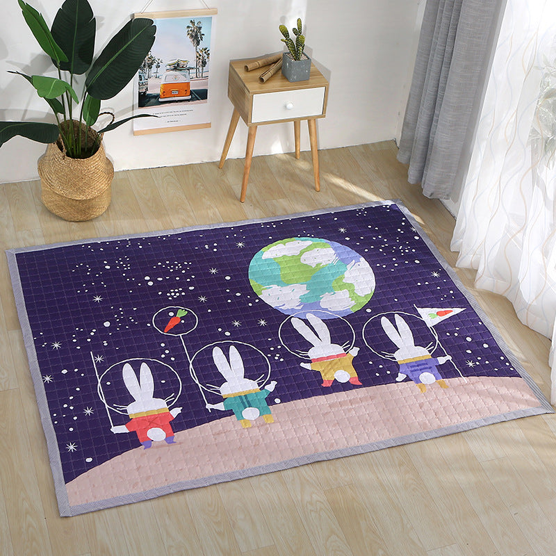 Fun Road Map Animal Rug Multicolor Kids Style Rug Synthetics Anti-Slip Backing Stain Resistant Pet Friendly Carpet for Baby Room Dark Purple 4'9
