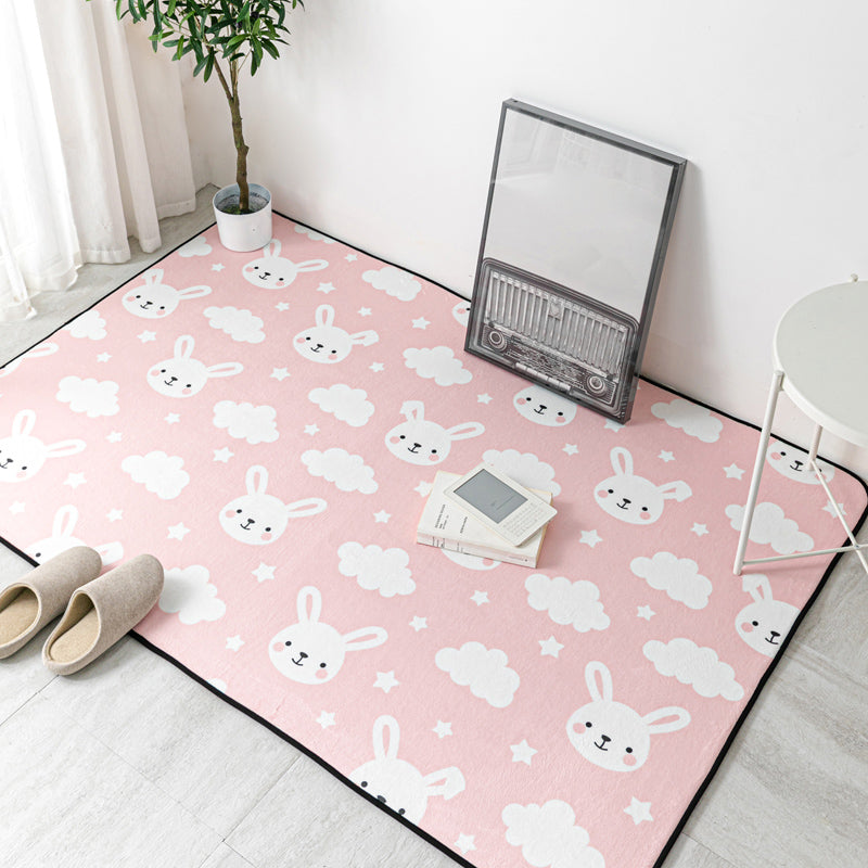 Multi Colored Geometric Rug Polyester Cartoon Area Rug Pet Friendly Anti-Slip Stain Resistant Carpet for Kids Bedroom Pink Clearhalo 'Area Rug' 'Rug' 2106169