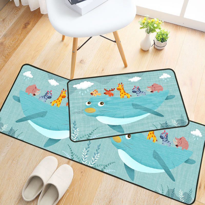 Childlike Animal Pattern Rug Multi Color Cartoon Rug Synthetics Non-Slip Machine Washable Stain Resistant Carpet for Nursery Blue Clearhalo 'Area Rug' 'Rug' 2106179