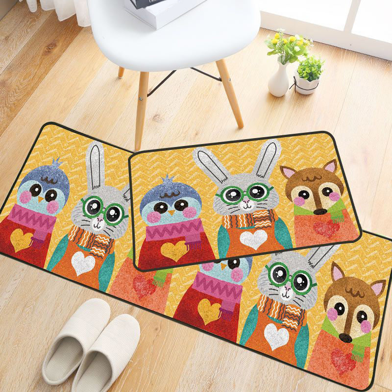Childlike Animal Pattern Rug Multi Color Cartoon Rug Synthetics Non-Slip Machine Washable Stain Resistant Carpet for Nursery Yellow Clearhalo 'Area Rug' 'Rug' 2106182