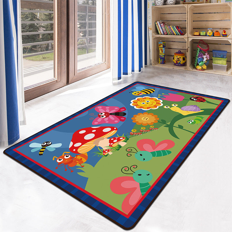 Educational Multicolor Zoo Print Rug Synthetics Cartoon Rug Anti-Slip Learn and Play Rug for Kids Blue Clearhalo 'Area Rug' 'Rug' 2106212