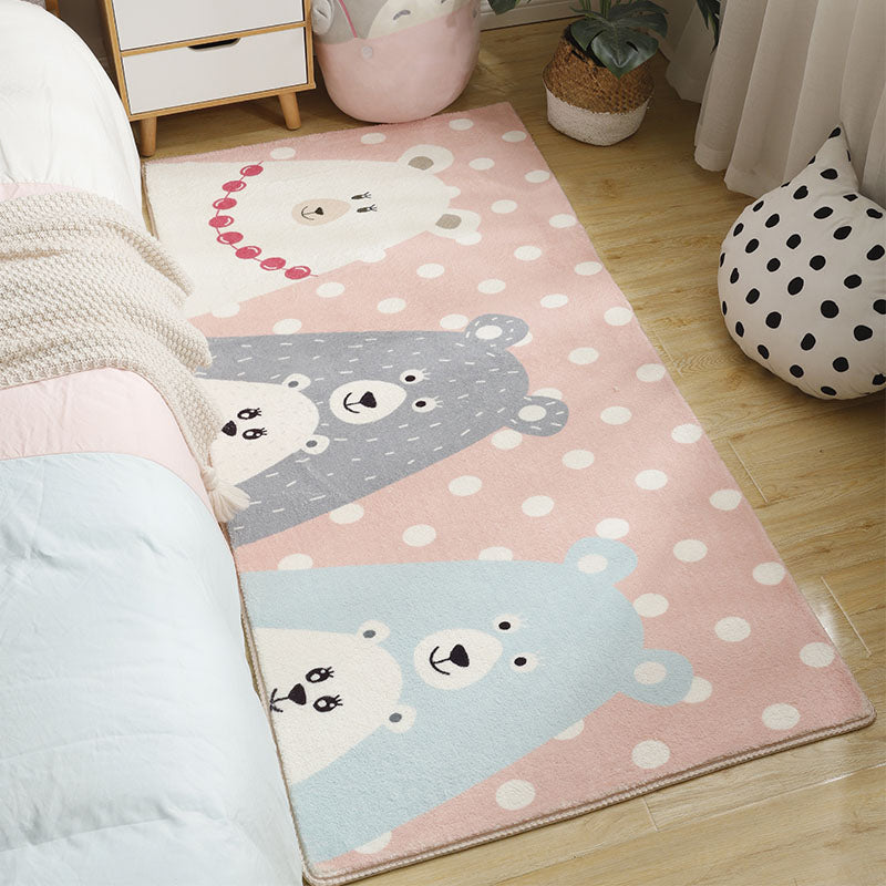 Babyish Multicolor Animal Rug Cotton Cartoon Area Carpet Washable Non-Slip Stain Resistant Rug for Kids Pink-Blue Clearhalo 'Area Rug' 'Rug' 2106265