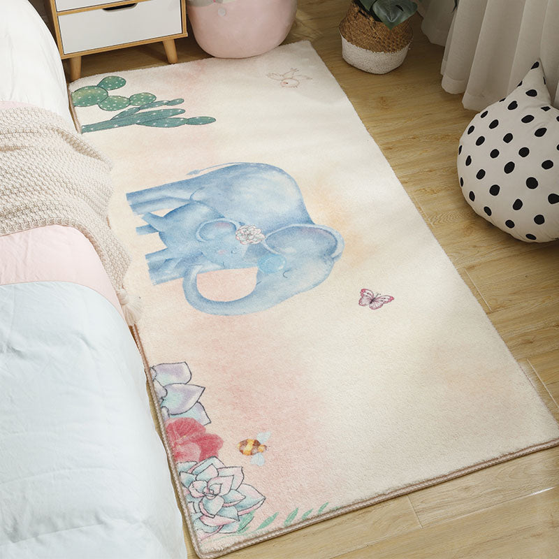 Babyish Multicolor Animal Rug Cotton Cartoon Area Carpet Washable Non-Slip Stain Resistant Rug for Kids Light Yellow Clearhalo 'Area Rug' 'Rug' 2106269