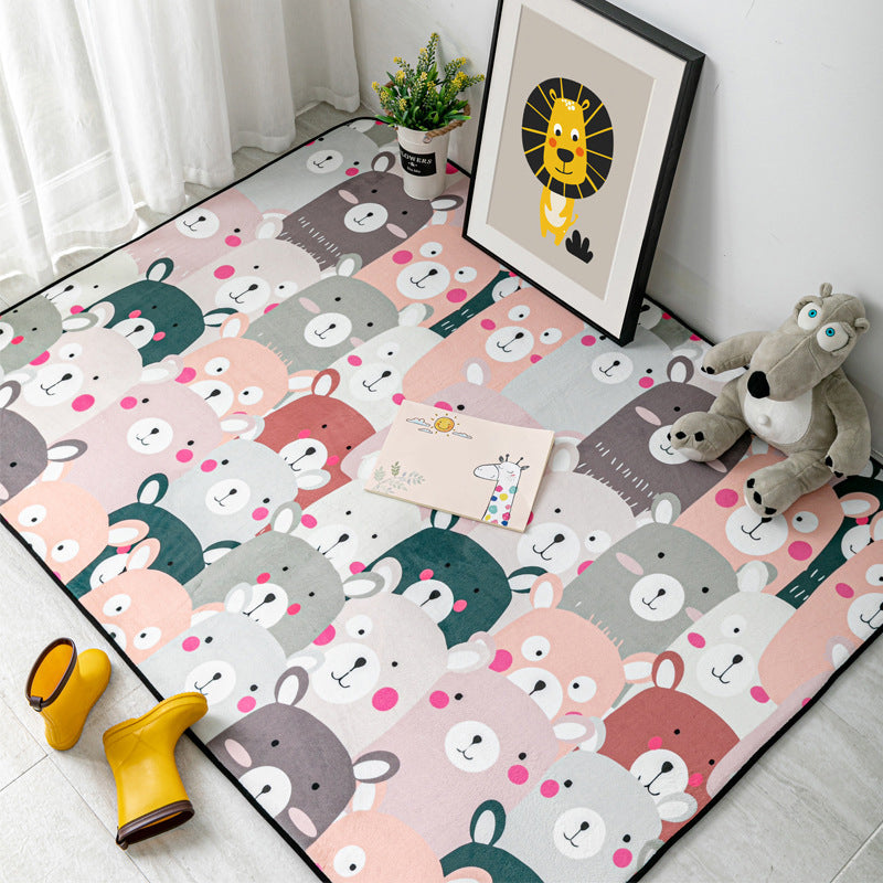 Multi-Color Kids Bedroom Rug Cartoon Animal Indoor Rug Synthetics Washable Anti-Slip Pet Friendly Carpet Orange Pink Clearhalo 'Area Rug' 'Rug' 2106272