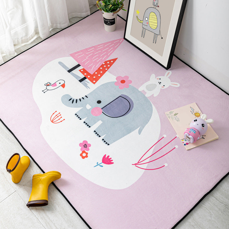 Multi-Color Kids Bedroom Rug Cartoon Animal Indoor Rug Synthetics Washable Anti-Slip Pet Friendly Carpet Pink Clearhalo 'Area Rug' 'Rug' 2106274