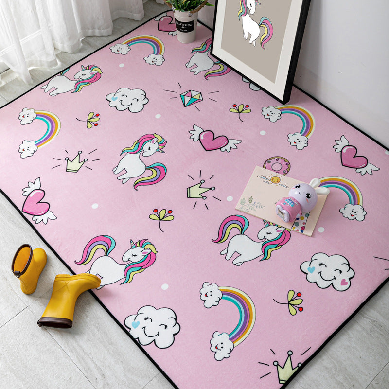 Multi-Color Kids Bedroom Rug Cartoon Animal Indoor Rug Synthetics Washable Anti-Slip Pet Friendly Carpet Pink Clearhalo 'Area Rug' 'Rug' 2106277