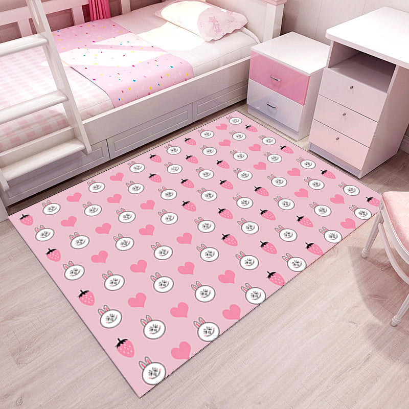 Girlish Patterned Rug Multicolor Kids Rug Polyester Anti-Slip Backing Stain Resistant Washable Area Rug for Bedroom Pink Clearhalo 'Area Rug' 'Rug' 2106285