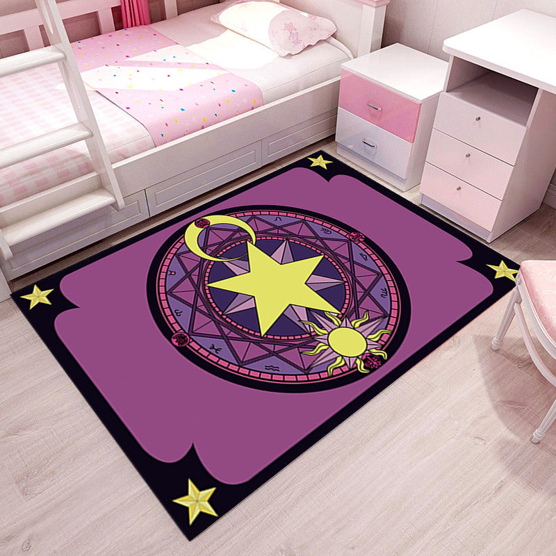 Girlish Patterned Rug Multicolor Kids Rug Polyester Anti-Slip Backing Stain Resistant Washable Area Rug for Bedroom Yellow Clearhalo 'Area Rug' 'Rug' 2106291