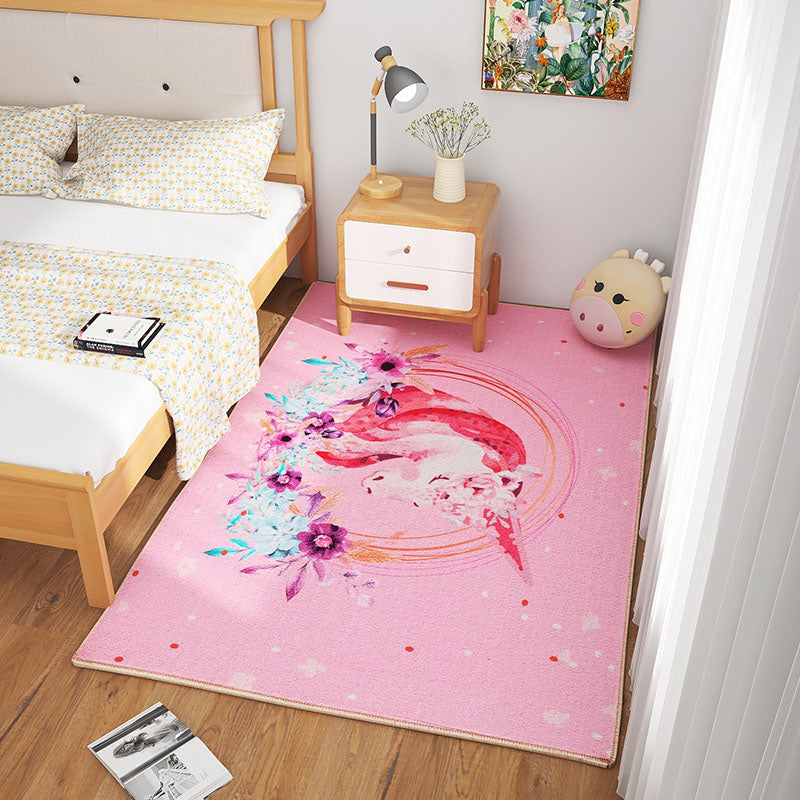 Scandinavian Girls Bedroom Rug Multi-Color Botanical Carpet Synthetics Machine Washable Stain Resistant Non-Slip Backing Rug Clearhalo 'Area Rug' 'Rug' 2106292