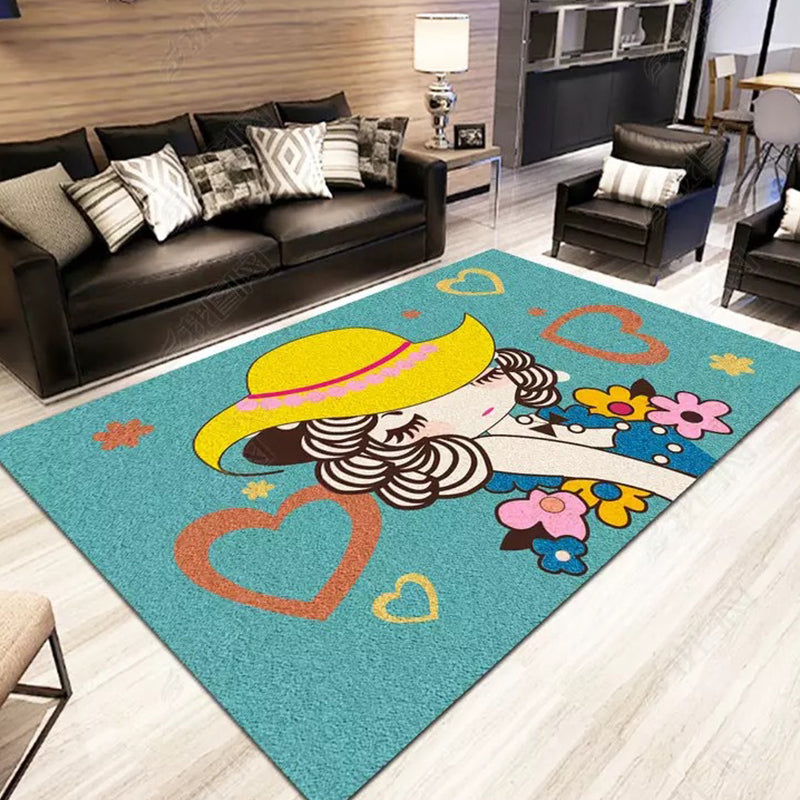 Romantic Multicolor Animal Print Rug Polypropylene Cartoon Area Rug Washable Stain Resistant Anti-Slip Carpet for Kids Room Lake Blue Clearhalo 'Area Rug' 'Rug' 2106312